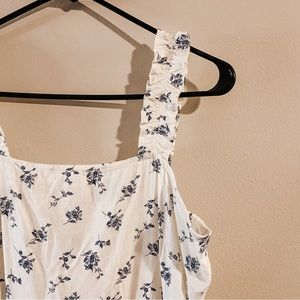 White + Blue Floral Dress